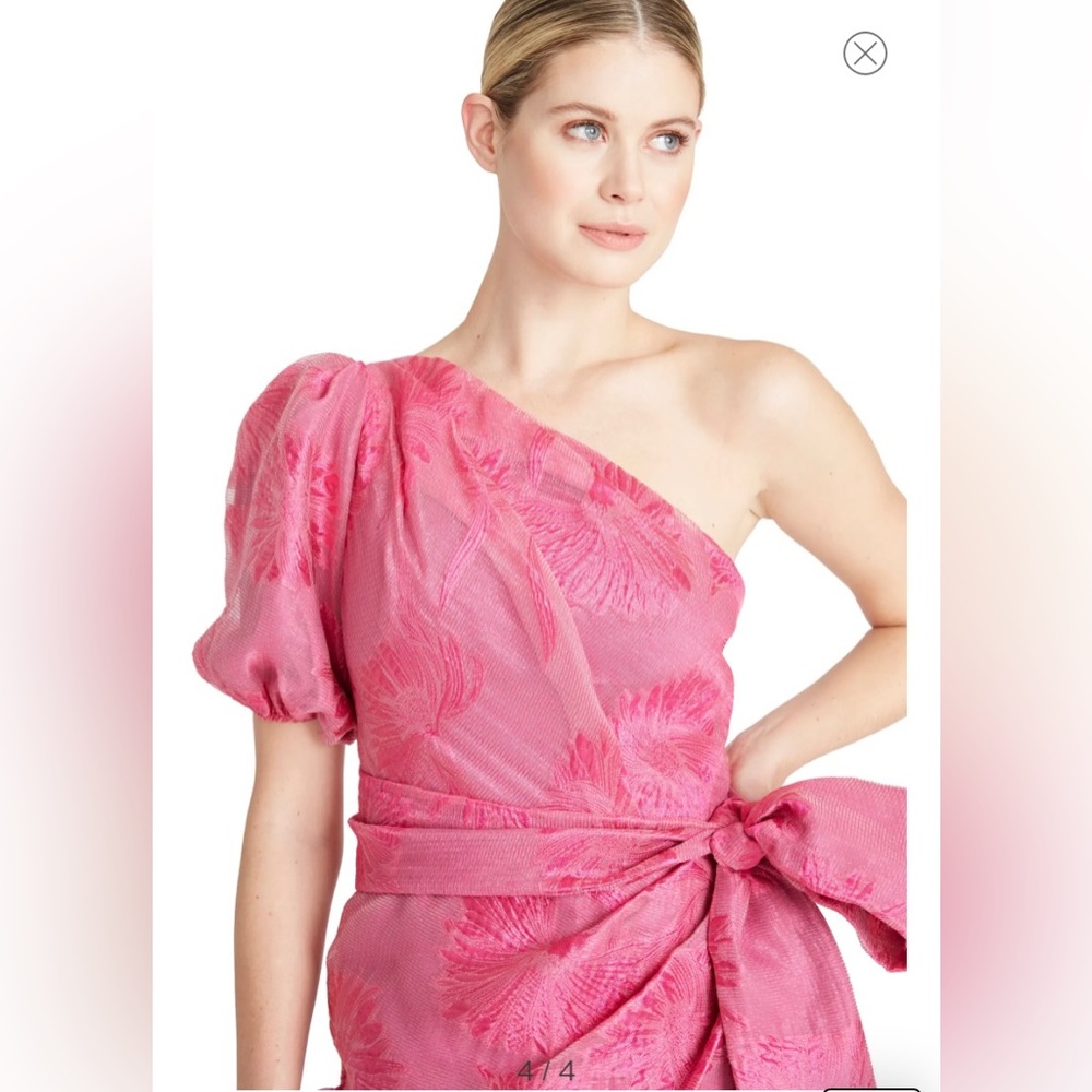 ML Monique lHuiller sz one shoulder floral jacquard dress